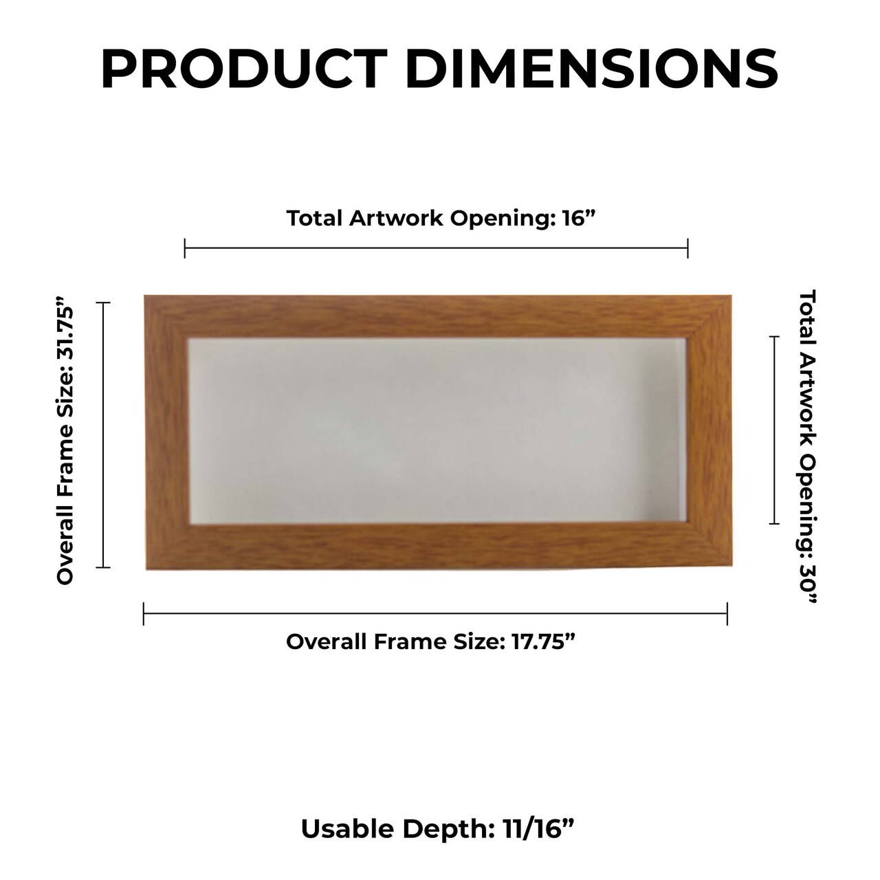 Warm Honey Brown Wood Shadow Box Frame with Acrylic Front - White Suede Backing, 30 Sizes